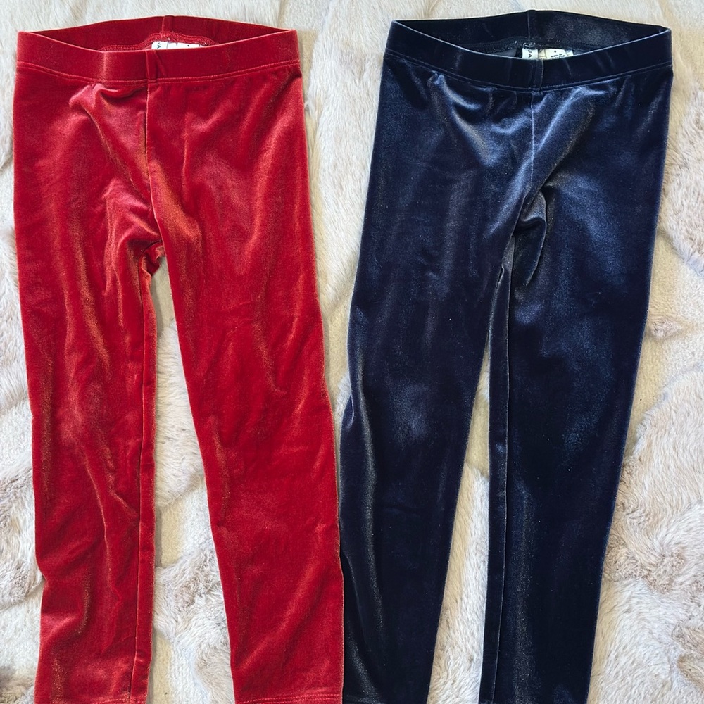 Velvet Kids Leggings - Red and Black